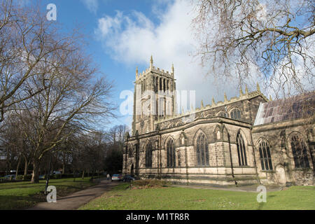 Das Äußere der Heiligen Kirche, Loughborough, Leicestershire, UK - 1. Februar 2018 Stockfoto