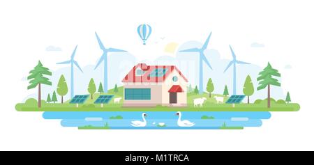 Eco-friendly Farm - moderne Wohnung design Vector Illustration Stock Vektor