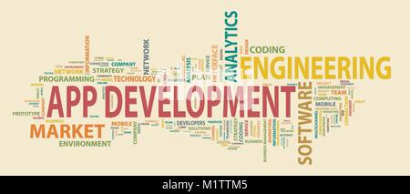 Application development Banner. Konzept zum Aufbau erfolgreicher Unternehmen. Typografie Banner. Flache Vector Illustration Stock Vektor