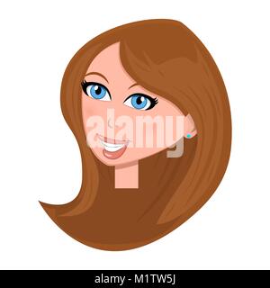 Frau Gesicht Cartoon Illustration auf weißem Hintergrund Stock Vektor