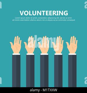 Ehrenamt Konzept. Hand erhoben. Flache Vector Illustration Stock Vektor