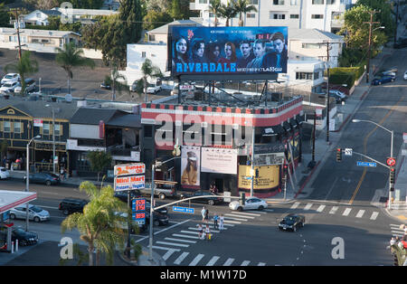 Luftaufnahme der Whisky A Go Go auf dem Sunset Strip in Los Angeles, CA Stockfoto