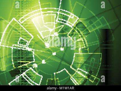 Green Tech geometrischen Hintergrund mit Zahnrad Form. Vektor abstrakte grafik design Stock Vektor