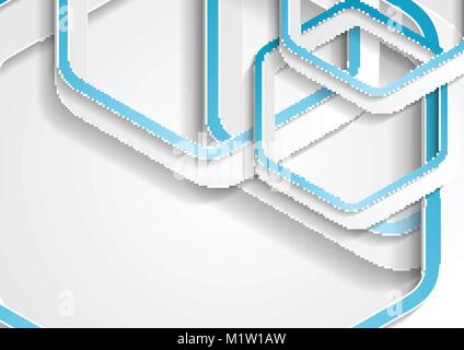 Abstrakt Blau und Grau Sechsecke tech geometrischen Hintergrund. Minimale Vector Graphic Design Stock Vektor