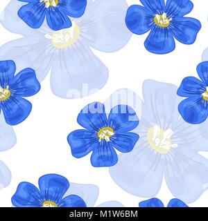 Flachs blaue Blüten. Nahtlose Muster. Vector Illustration. Stock Vektor