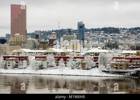 Portland, Oregon, nach schweren Winter Schneesturm Stockfoto