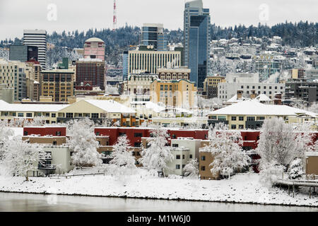 Portland, Oregon, nach schweren Winter Schneesturm Stockfoto