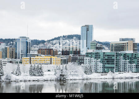 Portland, Oregon, nach schweren Winter Schneesturm Stockfoto