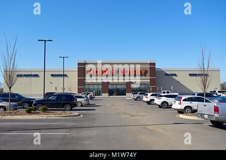 Vordere äußere Eingang zum Hobby Lobby Kunst und Kunsthandwerk in Montgomery Alabama, USA. Stockfoto