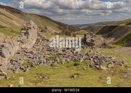 Die Ruinen der alten Gang roch Mühle zwischen Feetham und Langthwaite, Yorkshire Dales, North Yorkshire, Großbritannien Stockfoto