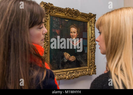 London, Großbritannien. 2 Feb, 2018. Millicent Fawcett von Annie Swynnerton, neu auf Anzeige in der Tate Britain. Fawcett war eine führende Persönlichkeit der suffragist Bewegung und Unermüdlich warb die Abstimmung für Frauen in diesem Land zu erhalten. Das Porträt ihres ist auf Anzeige in der Tate Britain die Hundertjahrfeier der Vertretung der Menschen handeln, die Frauen über 30 das Wahlrecht zu markieren. Credit: Guy Bell/Alamy leben Nachrichten Stockfoto