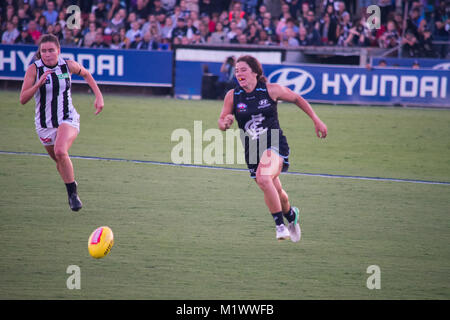 Melbourne, Australien. 2. Februar, 2018. AFLW Runde 1 Collingwood vs Carlton. Lucy Rock/Alamy leben Nachrichten Stockfoto