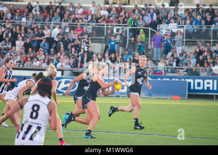 Melbourne, Australien. 2. Februar, 2018. AFLW Runde 1 Collingwood vs Carlton. Lucy Rock/Alamy leben Nachrichten Stockfoto