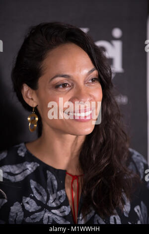Los Angeles, USA. 02 Feb, 2018. Schauspielerin Rosario Dawson mit der sozialen Gerechtigkeit Dreharbeiten in Italien Preis am Italienischen Kulturinstitut am 2. Februar in Los Angeles, Kalifornien 2018 geehrt. Credit: Foto Access/Alamy leben Nachrichten Stockfoto