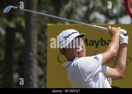 Shah Alam, Kuala Lumpur, Malaysia. 3 Feb, 2018. David Lipsky gesehen wird eine Aufnahme von Loch Nr. 12 an Tag 3 an der Maybank Meisterschaft 2018. Die Maybank Meisterschaft 2018 golf event vom 1. bis 4. Februar ist am Saujana Golf & Country Club bewirtet wird. Credit: Faris Hadziq/SOPA/ZUMA Draht/Alamy leben Nachrichten Stockfoto