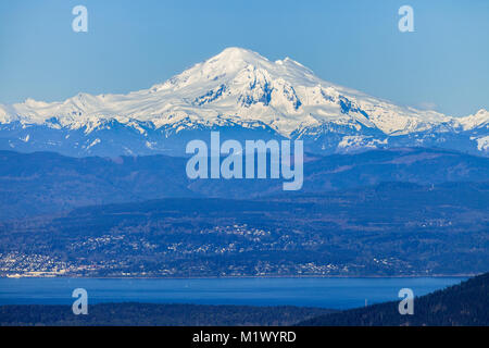 San Juan Inseln, WA, USA Luftaufnahme des San Juan Inseln mit Mount Baker am Horizont Stockfoto