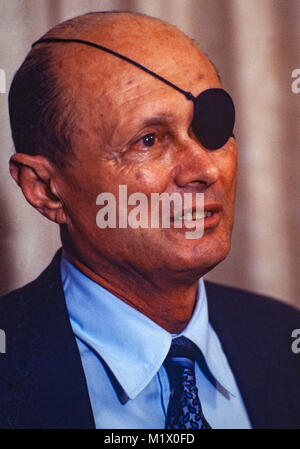 Moshe Dayan - 20 Mai 1915 - 16. Oktober 1981 - war ein israelischer militärischer Führer und Politiker. Stockfoto