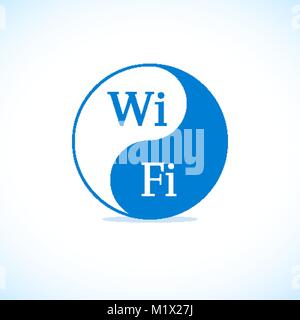 Yin Yang stilisierte blaue Wlan sticker Abbildung Stock Vektor