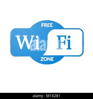 Blau gratis wifi zone Namensschild Abbildung. Moderne Wireless Connection Service Stock Vektor