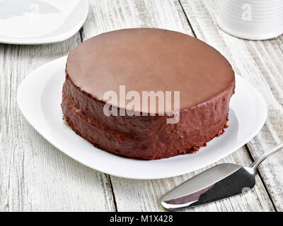 Nahaufnahme einer sachertorte Kuchen Stockfoto