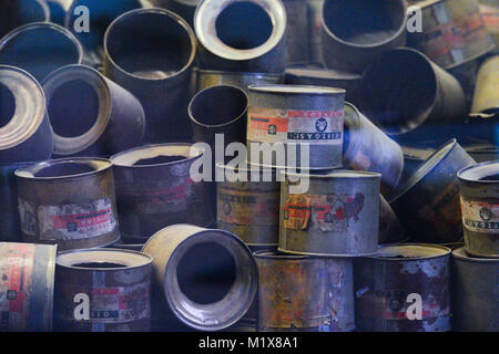 Im Inneren des Museums in Auschwitz I deutschen nationalsozialistischen Konzentrations- und Vernichtungslager auf dem 73. Jahrestag der Befreiung durch die Rote Armee. Stockfoto