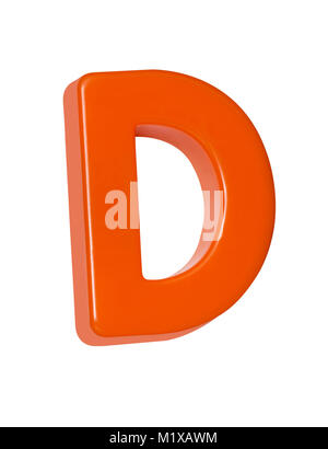 Ein ausgeschnittenes Schuß einer orange Kunststoff Buchstaben 'D' Stockfoto