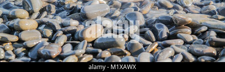 Nasse Steine am Meer geeignet für Kopf- oder Fußzeile Stockfoto