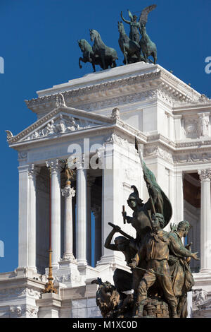 Die Altare della Patria - das Monumento Nazionale a Vittorio Emanuele II, Statuen und Denkmal, Rom, Latium, Italien Stockfoto