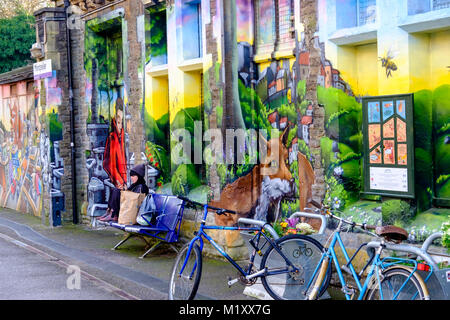 Die bunten Montpelier Bereich von Bristol, England Großbritannien Stockfoto