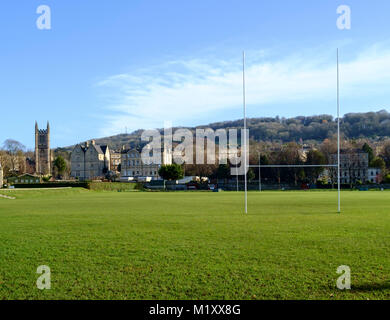 Die Erholung Groun, Rugby Pitch in Bath somerset England VEREINIGTES KÖNIGREICH Stockfoto