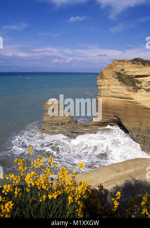 Küste in der Nähe von Sidari, Korfu, Griechenland, Europa Stockfoto