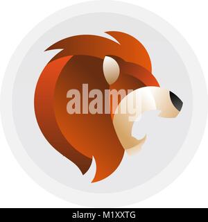 Lion's Head - Vektor logo Vorlage. Stolz grafische Zeichen. Starke Konzept Symbol. Macht kreative Abbildung. Geometrische animal Icon Design. Minimalistisch-Piktogramm. Vektor Zeichnung Stock Vektor