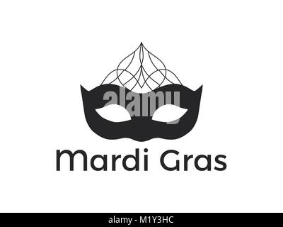 Mardi Gras. Schwarze Maske auf weißem Hintergrund. Festliche Symbol. Vector Illustration Stock Vektor