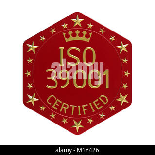 ISO 39001 Standard, Road Traffic Safety Management System, 3D-Rendering, isoliert auf weißem Stockfoto