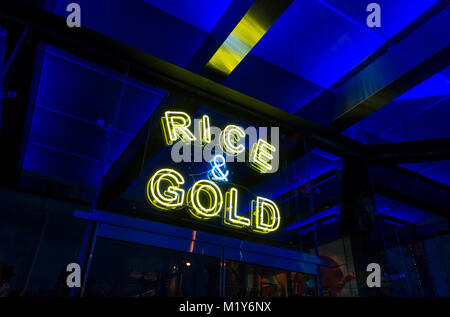 Reis & Gold, eine gehobene Asiatische amerikanische Restaurant im Hotel 50 Bowery in New Yorks Chinatown Stockfoto