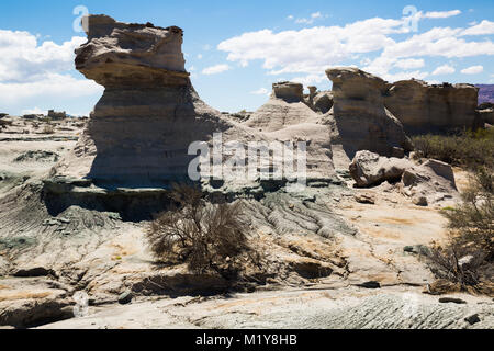 Formationen der Steine in der Wüste von ischigualasto Provincial Park, Nord-westlichen Argentinien, Patagonien Stockfoto