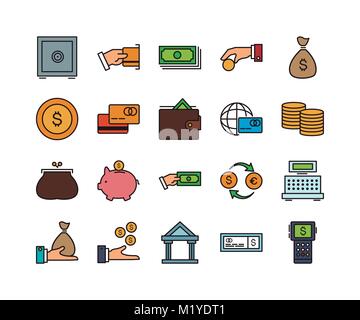 Set mit 20 Business dünne Zeile für Symbole Stock Vektor