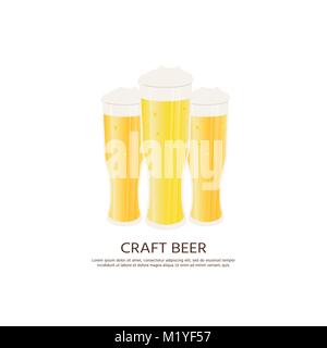 Logo mit Bier Tassen, Gläser. Vektor Icon mit alkoholischen Getränken. Weizen Bier, Lagerbier, Handwerk Bier, Ale Stock Vektor