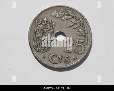 Eine spanische 25 Cent Münze Stockfoto