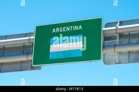 Schilder an der Grenze zwischen Argentinien und Chile in der Atacama-wüste Stockfoto