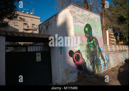 Street Art der Urban Art Museum Projekt in Rom, von Ron English, Alte Quadraro. Stockfoto