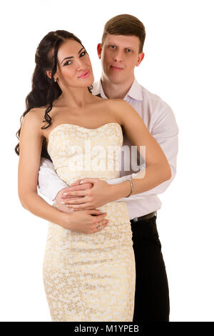 Schönes Paar Mann und Frau auf weißem Hintergrund Stockfoto