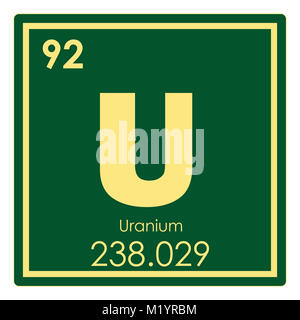 Uran chemisches Element Periodensystem Wissenschaft Symbol Stockfoto