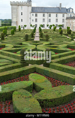 Gärten und Chateau de Villandry im Tal der Loire in Frankreich Stockfoto