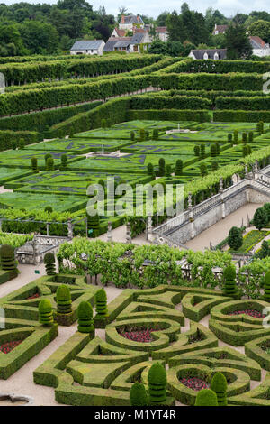 Gärten und Chateau de Villandry im Tal der Loire in Frankreich Stockfoto