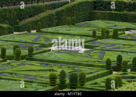 Gärten und Chateau de Villandry im Tal der Loire in Frankreich Stockfoto