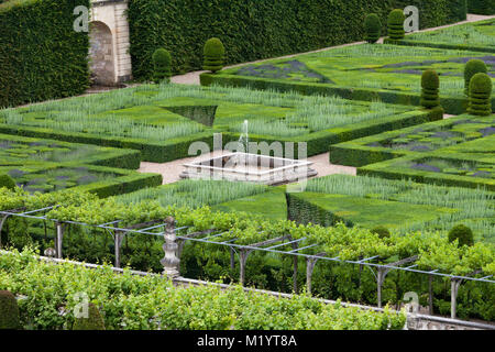 Gärten und Chateau de Villandry im Tal der Loire in Frankreich Stockfoto