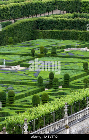 Gärten und Chateau de Villandry im Tal der Loire in Frankreich Stockfoto