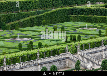 Gärten und Chateau de Villandry im Tal der Loire in Frankreich Stockfoto