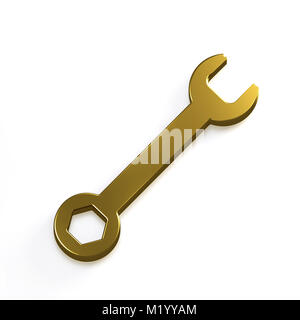 Schraubenschlüssel. 3D Gold machen Abbildung: Stockfoto